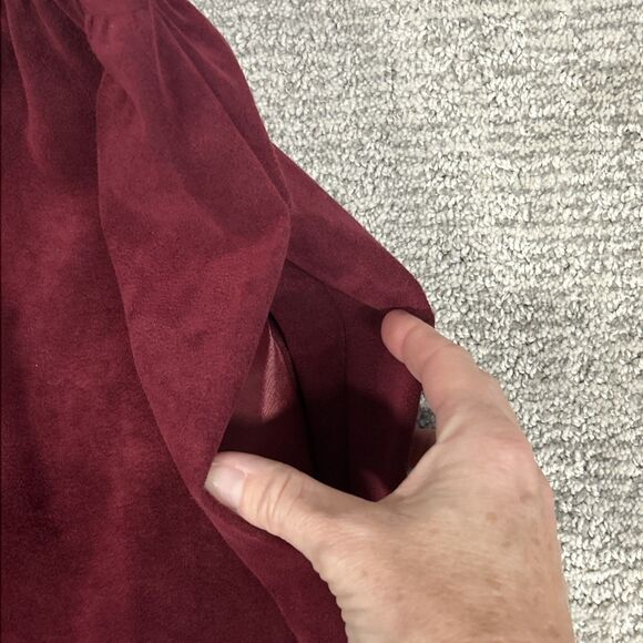 Abe Schrader Skirt Womens 8 Suede Pockets Red Union Made USA Vintage Midi - Picture 9 of 9